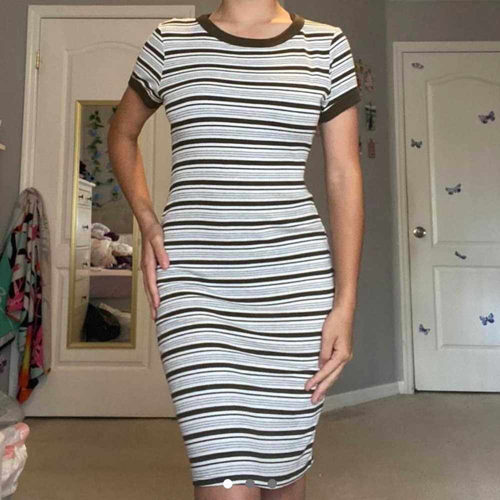 Striped Dark Green Dress